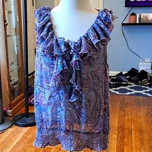 Purple Paisley sheer silk top